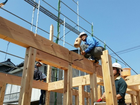 田家の家⑫建て方作業、１日目♪