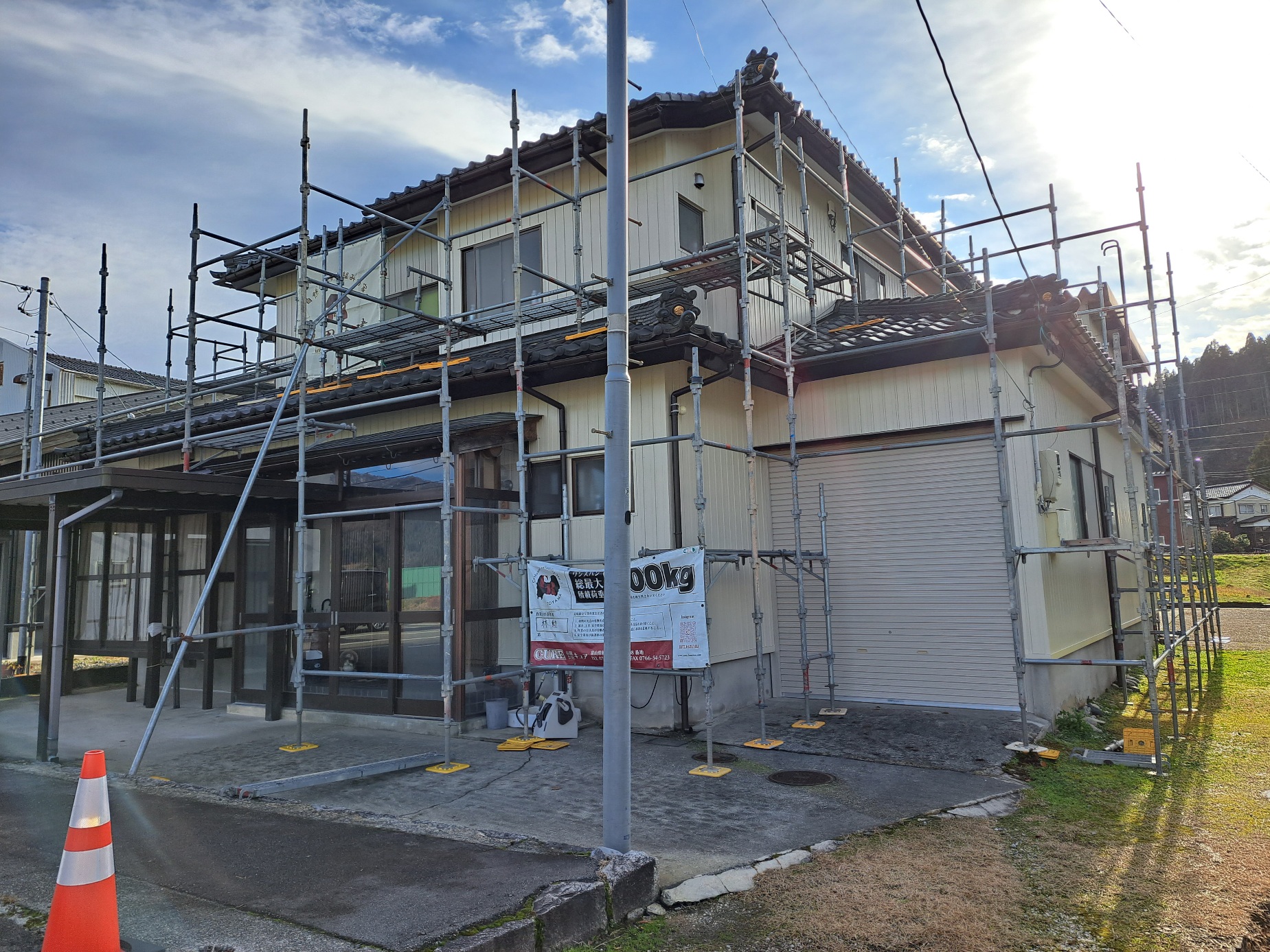 宇奈月の外壁工事③ 外壁張り作業。